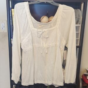 Lucky Brand Cream Lace Blouse Size L